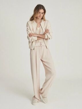 REISS Raya Wide Leg Trousers light Pink Size 10